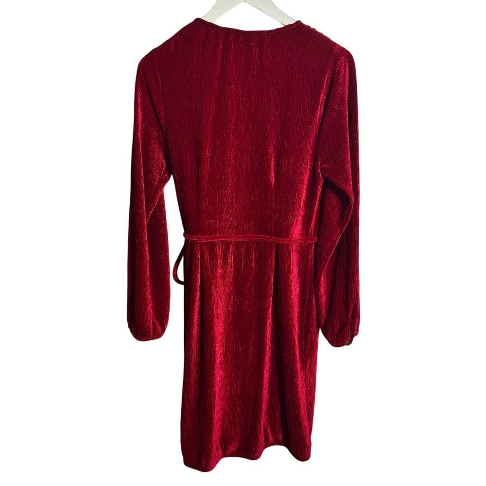 Vacate The Label Dress Women XS Red Velvet Long Sleeve Wrap Dress Holiday Party - Picture 2 of 9